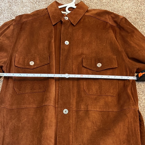 Stunning Brown 100% Leather Shirt Jacket by The Limited, Size M - Picture 9 of 11